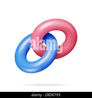 3D Rings Connected in Chain Isolated Stock Vector