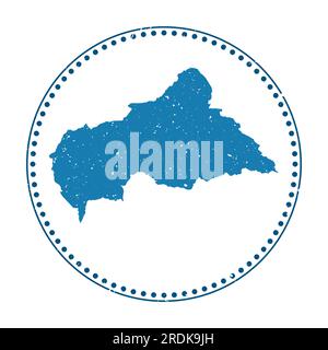 CAR sticker. Travel rubber stamp with map of country, vector illustration. Can be used as insignia, logotype, label, sticker or badge of the CAR. Stock Vector