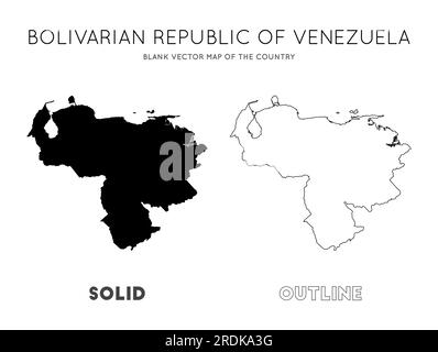 Venezuela map. Blank vector map of the Country. Borders of Venezuela for your infographic. Vector illustration. Stock Vector