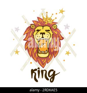 Roaring lion head. Vector illustration. Stock Vector