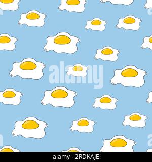 Scrambled eggs pattern. Seamless vector background with fried egg. Stock Vector