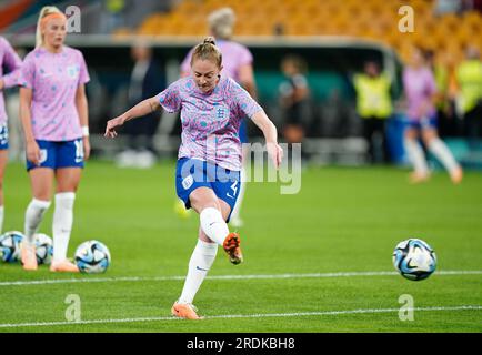 England's Keira Walsh warms up prior to the FIFA Women's World Cup 2023, Group D match at Brisbane Stadium, Brisbane. Picture date: Saturday July 22, 2023. Stock Photo