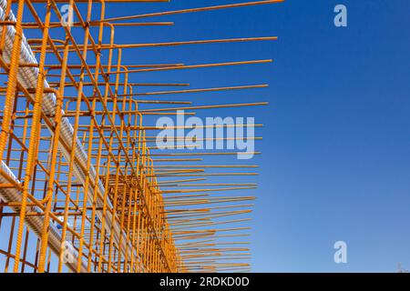 Girder, bridge skeleton, reinforcement, installed vertical crossed ...
