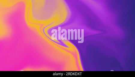 Dark grainy gradient abstract background in purple, pink and yellow tones. Glowing spot light noise texture effect. Wallpaper and background. Stock Photo