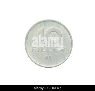 Reverse of 10 Filler coin made by Hungary in 1973, that shows Numeral value Stock Photo