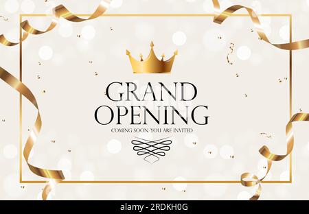 Premium Vector  Grand opening card with red ribbon background