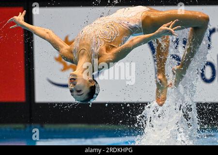 Fukuoka, Japan. 22nd July, 2023. Wentao Cheng and Haoyu Shi of China compete in the Mixed Duet Free Final during the 20th World Aquatics Championships at the Marine Messe Hall A in Fukuoka (Japan), July 22nd, 2023. Credit: Insidefoto di andrea staccioli/Alamy Live News Stock Photo