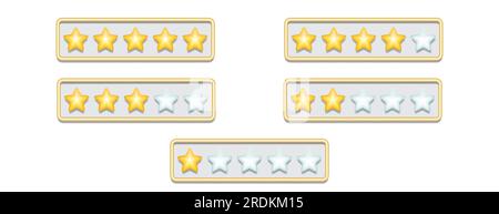 a set of 3d stars service ratings from one star to five stars. vector illustration Stock Vector