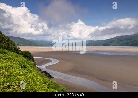 The Mawddach estuary at low tide on the welsh coast Stock Photo