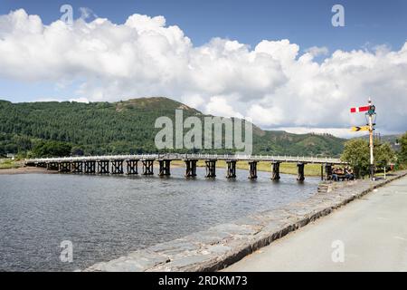 Penmaenpool toll bridge on the river Mawddach, Wales Stock Photo