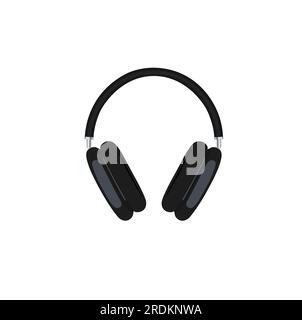 Headphone flat vector isolated on white background. Back to school concept. Music device. Stock Vector