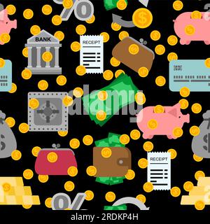 Finance pattern seamless. Sign for banking background Stock Vector