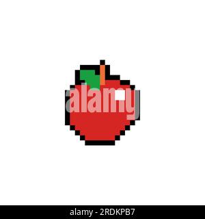 Apple pixel art icon isolated. 8 bit food sign. pixelated Symbol for mobile application Stock Vector