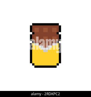 Chocolate pixel art icon isolated. 8 bit food sign. pixelated Symbol for mobile application Stock Vector