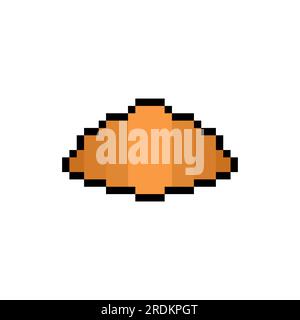 Croissant pixel art icon isolated. 8 bit food sign. pixelated Symbol for mobile application Stock Vector