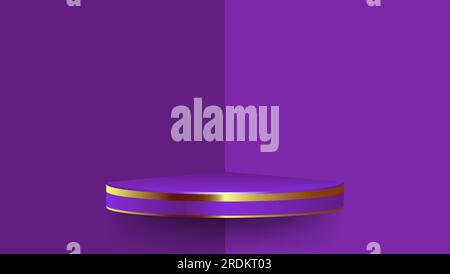 purple 3d vector podium in corner room. product display presentation. stage showcase Stock Vector