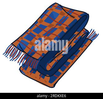 Warm woolen scarf with pattern, trendy clothes Stock Vector