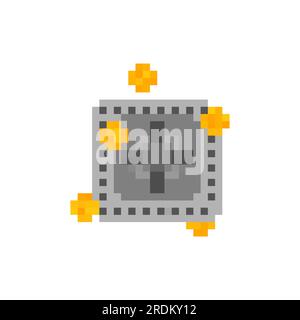 Safe icon pixel art isolated. Finance symbol pixelated. 8 bit Sign for banking application Stock Vector