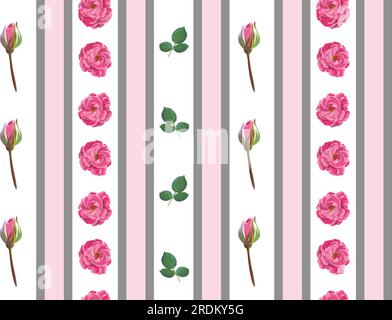 Roses or peonies blooming, wallpapers pattern Stock Vector