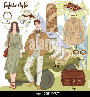 Safari style, fashion and trends, wilderness style Stock Vector