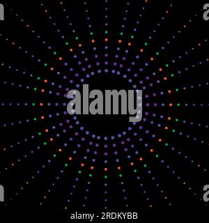 Circle With Colorful Dots Halftone Effect Sunburst Background Stock Vector
