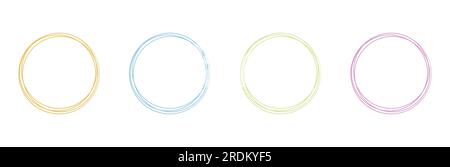 Pastel Colored Scribble Doodle Round Circle Frame Stock Vector