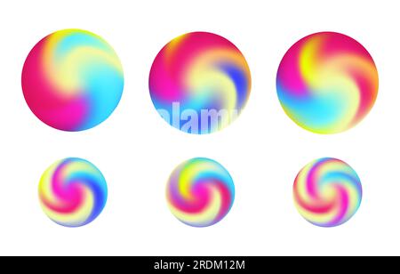 Multicolored vector circles, balls for various backgrounds. Multicolor mesh gradient in a circle. Vector background Stock Vector