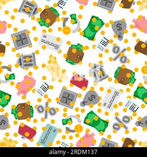 Finance pattern seamless. Sign for banking background Stock Vector