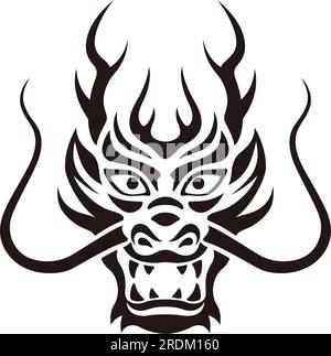 Year Of The Dragon Vector Black And White Zodiac Symbol Illustration Isolated On A White Background. Stock Vector