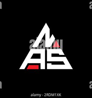 NAS triangle letter logo design with triangle shape. NAS triangle logo design monogram. NAS triangle vector logo template with red color. NAS triangul Stock Vector