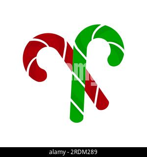 Crossed Candy Cane Icon. Christmas Decoration Ornament Stock Vector