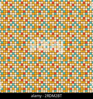 70s Style Retro Groovy Mosaic Pattern. Colorful Vintage Background Stock Vector