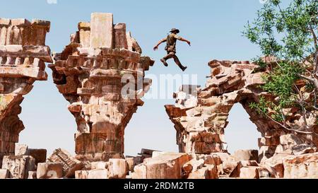 Explorer and archaeologist, worlds disappeared. Ancient civilizations, secrets and mysteries. Temples and structures. Discoveries of buildings Stock Photo