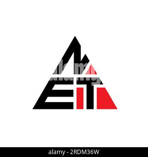 NET triangle letter logo design with triangle shape. NET triangle logo design monogram. NET triangle vector logo template with red color. NET triangul Stock Vector