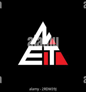 NET triangle letter logo design with triangle shape. NET triangle logo design monogram. NET triangle vector logo template with red color. NET triangul Stock Vector