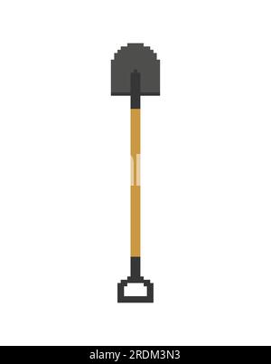 Shovel pixel art isolated. 8 bit Spade tool. pixelated Vector illustration Stock Vector
