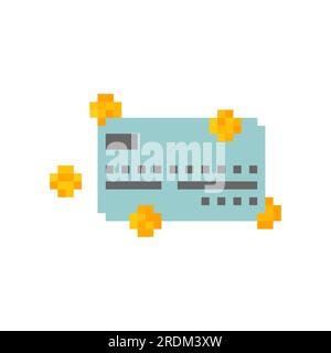 Credit card icon pixel art isolated. Finance symbol pixelated. 8 bit Sign for banking application Stock Vector