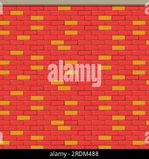 Red Yellow Brick Wall Background Stock Vector