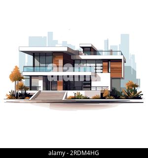 Exterior of the residential house, front view. Vector illustration. Eps ...