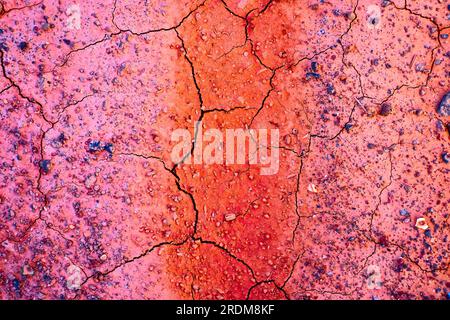 Perched dry red ground, mineral rich soil with nickel, aluminum and iron deposits. Stock Photo