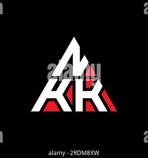 NKK triangle letter logo design with triangle shape. NKK triangle logo design monogram. NKK triangle vector logo template with red color. NKK triangul Stock Vector