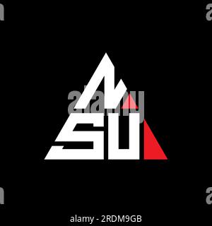 NSU triangle letter logo design with triangle shape. NSU triangle logo design monogram. NSU triangle vector logo template with red color. NSU triangul Stock Vector