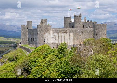 Harlech Castle in Harlech, Gwynedd, North Wales, UK Stock Photo