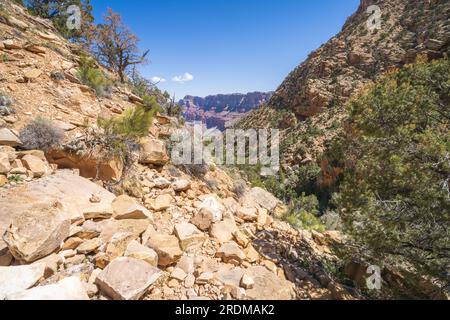 Hiking the tanner trail in grand canyon national park, arizona, usa Stock Photo