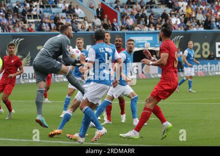 Rostock, Deutschland, 22, July, 2023. Kolke in action during F.C. Hansa Rostock vs. Sevilla F.C.. Credit: Fabideciria. Stock Photo