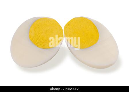 Hard-boiled egg cut in half isolated on white with clipping path included Stock Photo