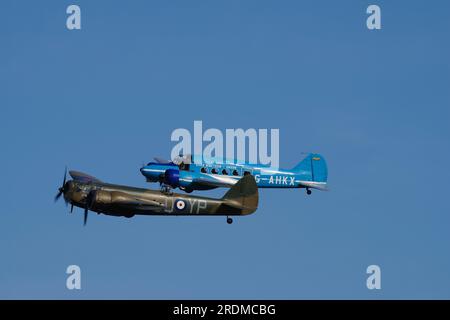 Bristol Blenheim 1F, and Avro Anson XIX,  Shuttleworth Air Display, Bedfordshire. Stock Photo