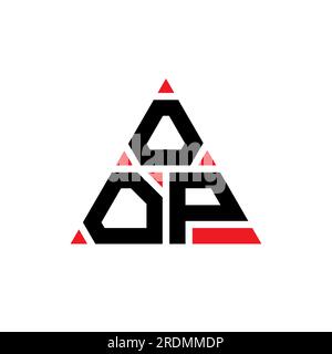 OOP triangle letter logo design with triangle shape. OOP triangle logo design monogram. OOP triangle vector logo template with red color. OOP triangul Stock Vector