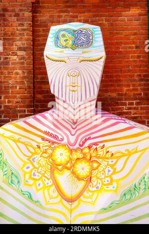 Toronto, Canada - July 19, 2023: Public sculpture or urban art during the 6ix Art Outdoor Exhibition in the Distillery District. The exhibition was or Stock Photo