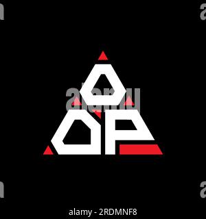 OOP triangle letter logo design with triangle shape. OOP triangle logo design monogram. OOP triangle vector logo template with red color. OOP triangul Stock Vector